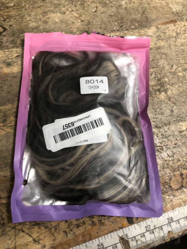 Photo 1 of ***COLOR DIFFERS BROWN W WHITE HIGHLIGHTS*** Clip in Hair Extensions - 14 Inch Wavy Synthetic Hair Extensions Clip ins (Color: Ash Brown with Beige Blonde Highlights)