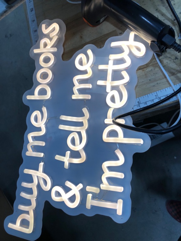 Photo 1 of "NEON SIGN" BUY ME BOOKS AND TELL ME IM PRETTY