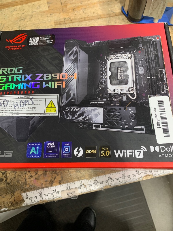 Photo 1 of ***FOR PARTS HAS BENT PINS*** ASUS ROG STRIX Z890-I GAMING WIFI Intel® Z890 LGA 1851 Mini-iTX motherboard, Intel® Core™ Ultra Series 2 Ready, Advanced AI PC-ready, 10+2+1+1 stages, DDR5, WiFi 7, 2x M.2, Thunderbolt™ 4, USB Type-C®