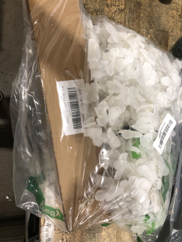 Photo 1 of 12Pcs Artificial Wisteria Flowers 3.6 Feet/Piece White Dense Artificial Fake Wisteria Vine Ratta Hanging Garland Silk Flowers String Home Party Wedding Decor(White-Dense)