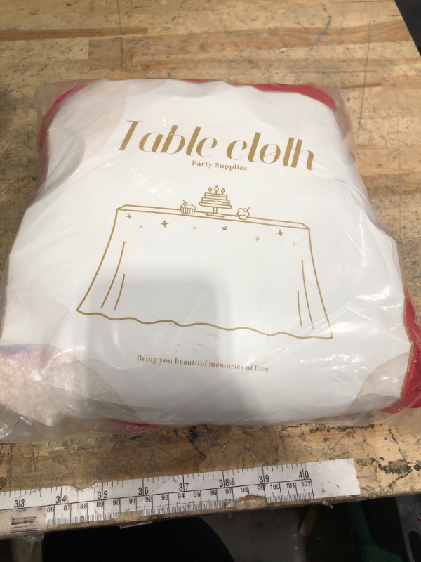 Photo 1 of 1 Pack Red Table Clothes for 6 Foot Rectangle Tables, One-Piece Wrinkle Resistant Stretch Spandex Table Covers Valentines Table Skirt for Event Banquet Wedding Birthday Party