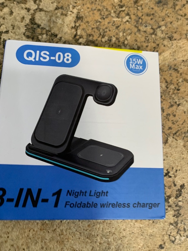 Photo 1 of *** CAUTION/HEATS UP DURING USE *** 3 in 1 Charging Station Wireless Charger lPhone Foldable Charging Stand for Multiple Devices with Quick Charger for lPhone 16/15/14/13 Pro Max Watch AriPods Pro 2