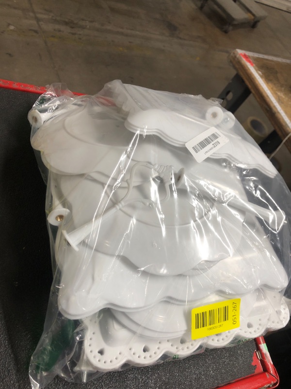 Photo 1 of 10 Pcs dessert table display set,3pcs 3 Tier cupcake stand,3pcs plastic wedding cake stands for party?4pcs cookie dessert trays?cake stands for tea party baby shower?White three tiered serving stand