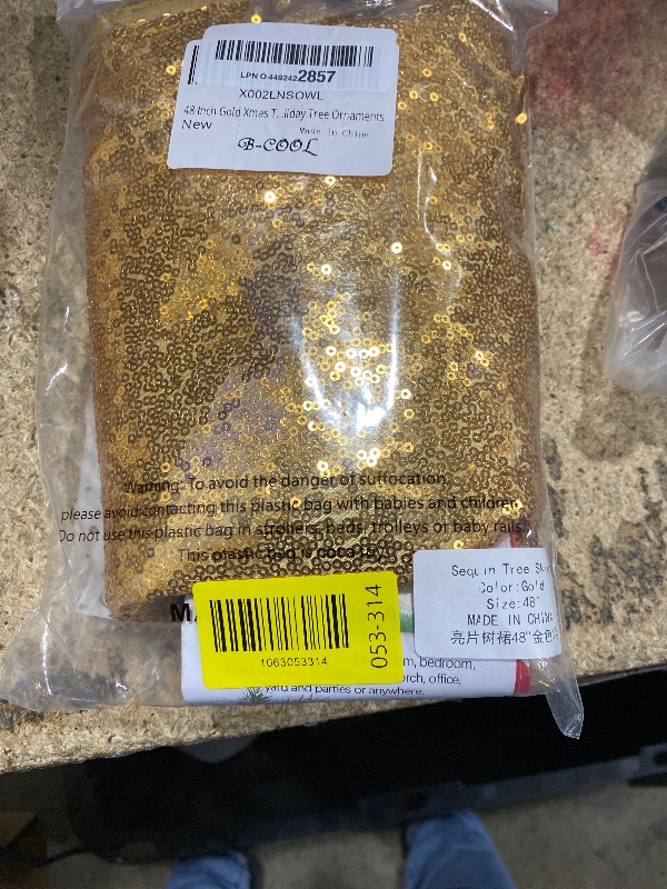 Photo 1 of 48 Inch Gold Xmas Tree Skirt Christmas Decorations Sequin Tree Skirt Cover New Year Party Indoor Holiday Tree Ornaments