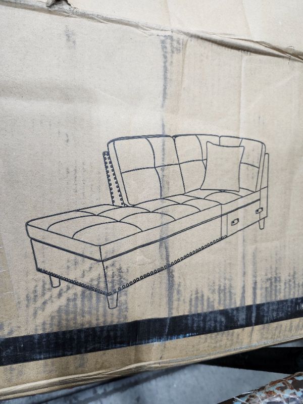 Photo 1 of *************INCOMPLETE ITEM, THIS IS ONLY BOX #2 OUT OF 3 TOTAL*************
Devion Furniture Faux Leather Sectional Sofa with Ottoman-Black