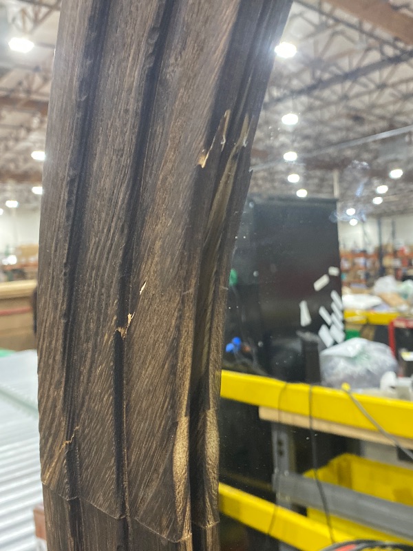 Photo 1 of ** DAMAGED FRAME ** ZHUNFA Arched Full Length Mirror with Solid Wood Frame, 71x32 Farmhouse Wall Mounted Floor Mirror with Stand, Vertical Hanging, Leaning Standing for Bedroom, Living Room, Brown