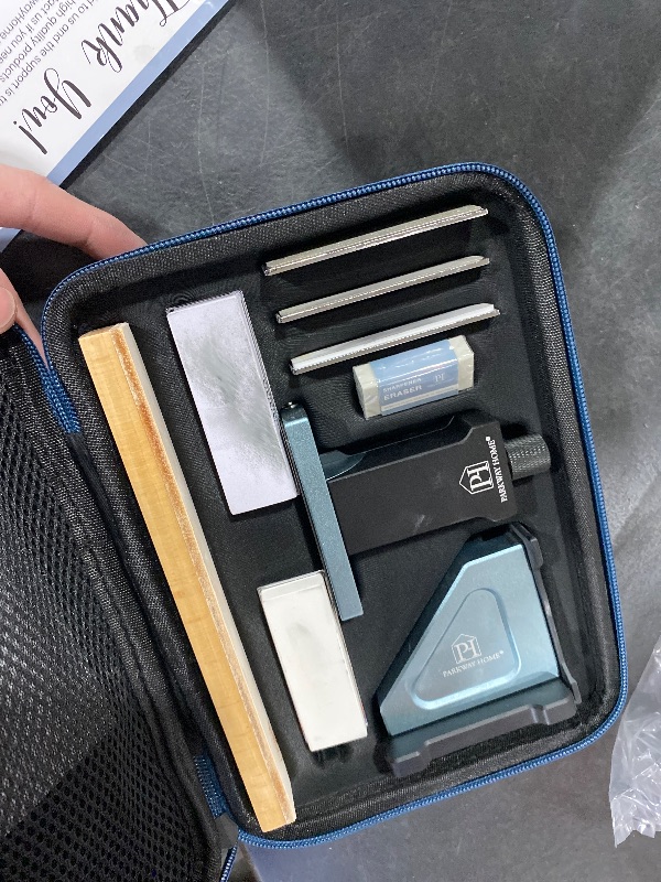 Photo 1 of ORIGINAL ADJUSTABLE ROLLING KNIFE SHARPENER KIT: Adjustable Height, 30 Angle Options, 5 Removeable Whetstone Plates, Leather Strop with Travel Case - Kitchen Knife Sharpener