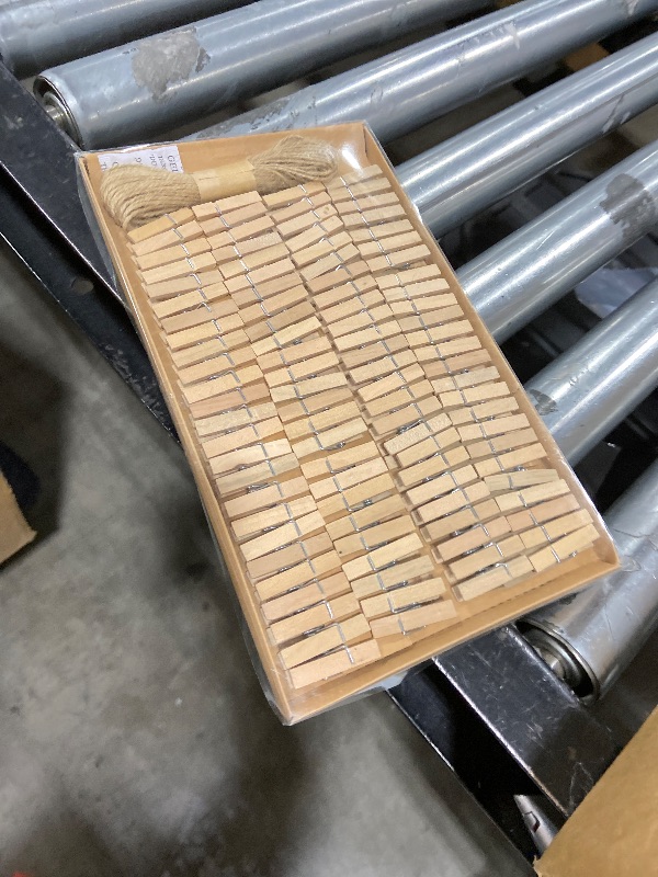 Photo 1 of 1.35 Inch Mini ClothesPins for Photo?100 Pcs? with 32 Feet Jute Twine?Mini Clothes Pins for Crafts,Wooden Small Clothes Pins for Pictures,Tiny Decorative Clothespins for Baby Shower(Natural Color)