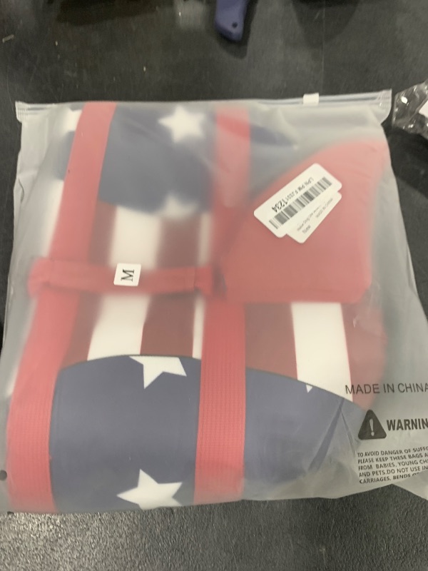 Photo 1 of Malier Dog Life Jacket, High Buoyancy Shark Swimsuit, Ripstop American Flag, Medium, Red & Dark Blue