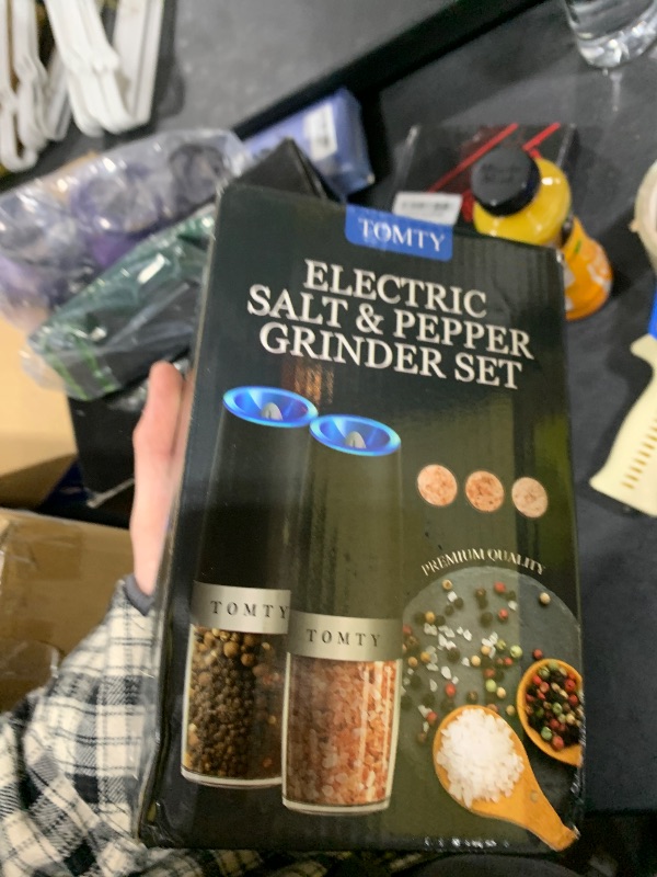 Photo 1 of Gravity Electric Salt and Pepper Grinder Set White Elephant Gifts for Women Who Have Everything Grilling Men Kitchen Gadgets Housewarming Holiday Cooking Adults Idea Battery Operated Shakers Automatic