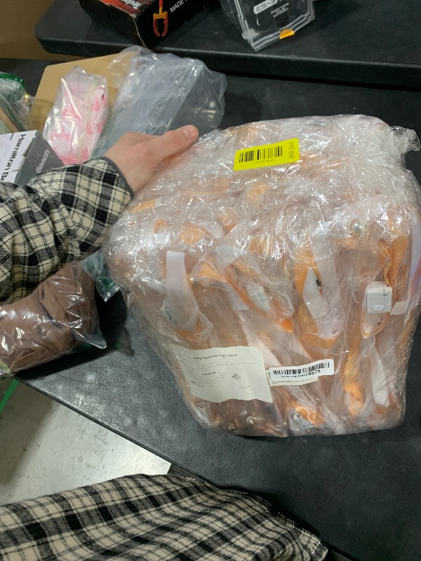 Photo 1 of 100 Pcs Wedding Wands Ribbon Streamers with 3 Colorful Flashing Modes, Light up LED Silk Fairy Wands, Glow Lace Stick with Bells for Wedding Reception, Graduation, New Year, Birthday Party (Champagne)