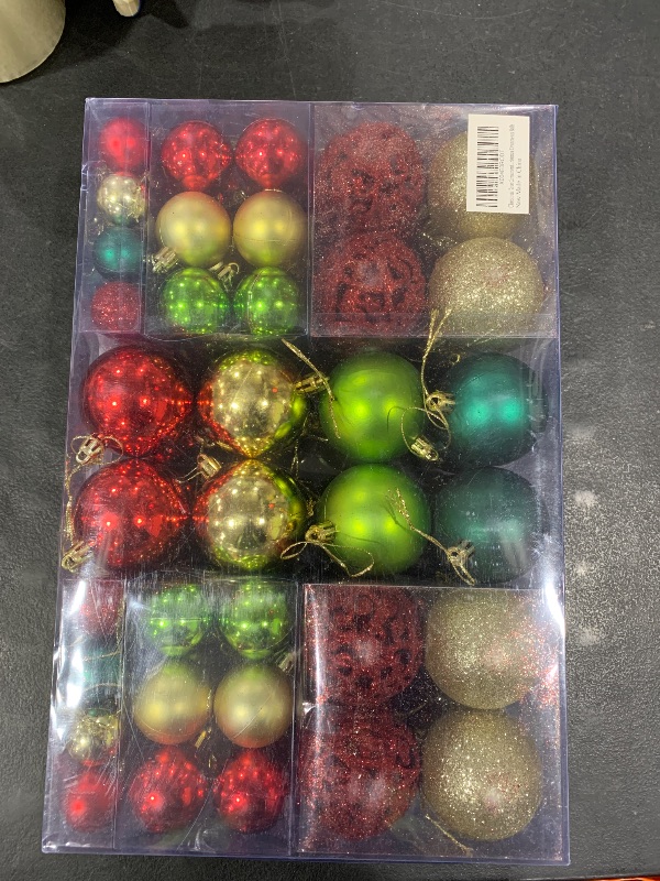 View 2 of 100 Pcs Christmas Balls Ornaments for Christmas Tree Decorations Red Green Gold Christmas Ornaments Balls 3 Sizes