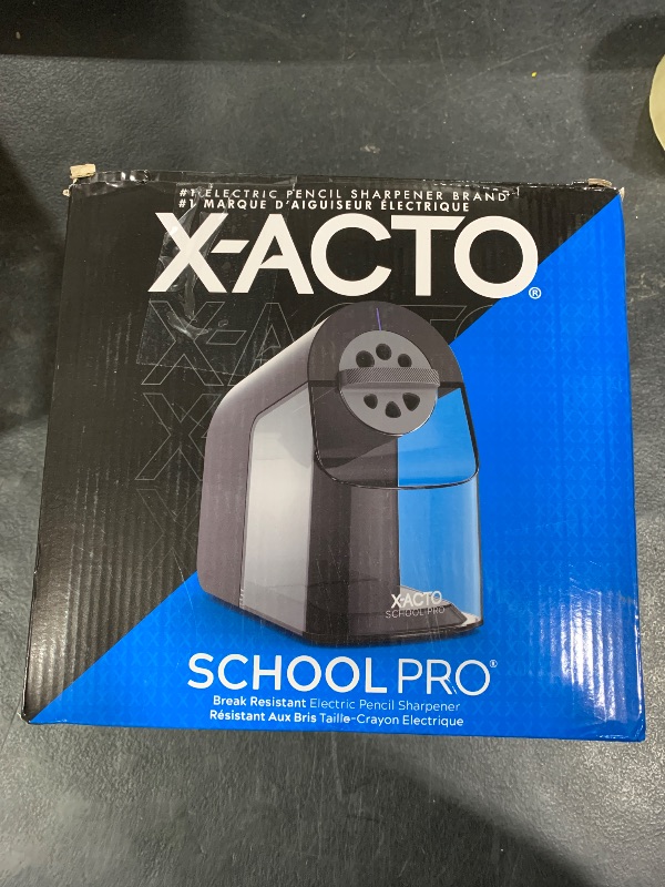 Photo 1 of X-ACTO Pencil Sharpener, School Pro Electric Pencil Sharpener, With Six Size Dial, XL Shavings Bin, Black, 1 Count - Heavy Duty, Teacher and School Supplies