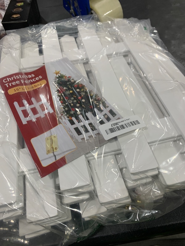 Photo 1 of 10 Pack Wooden Christmas Tree Fence,Extre Height 16” Christmas Tree Gate, White Fence for Cat, Small Dog, Suit for New Year Decoration