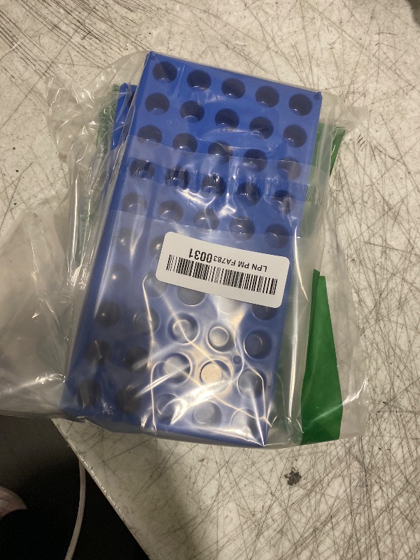 Photo 1 of (2 Packs) Vial Rack, 2ml HPLC Sample Bottles Rack Single Blue Holds 50 Standard 12 mm 2 mL vials, Stackable Tube Rack