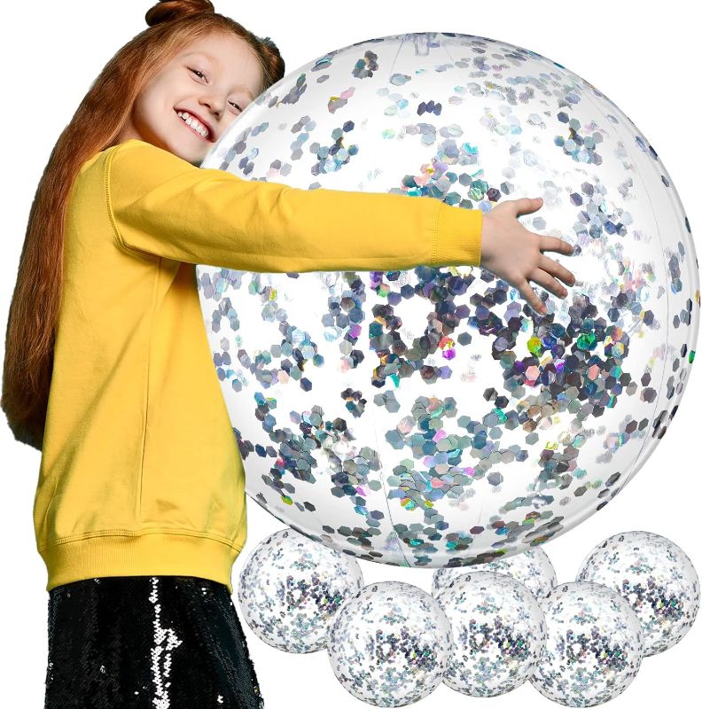 Photo 1 of  6 Pcs Inflatable Glitter Beach Balls 