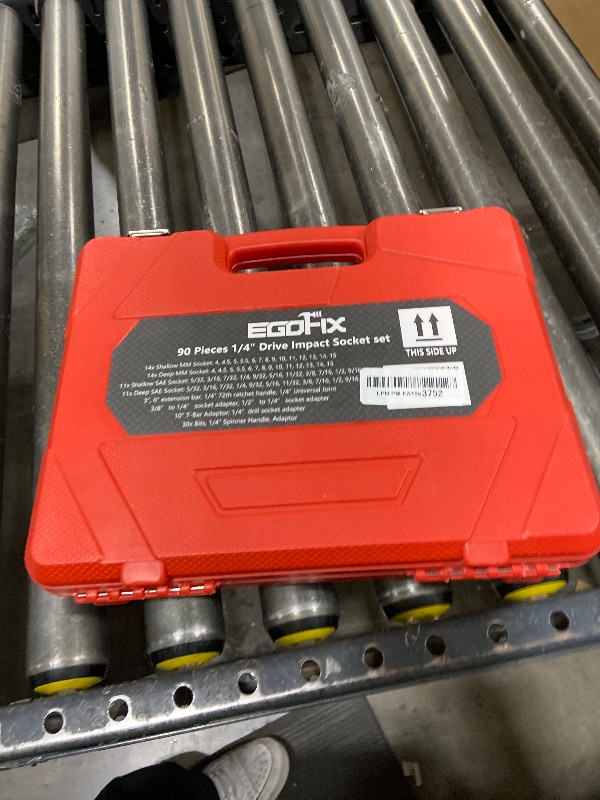 Photo 1 of 1/4" Drive Impact Socket Set 90 Piece, Metric Socket (4-15mm) and Standard SAE Size (5/32-9/16 inch), with 72-Teeth Ratchet, Screwdriver Bit Set, Mechanics Tool Kit for Home Use and Automotive Repair