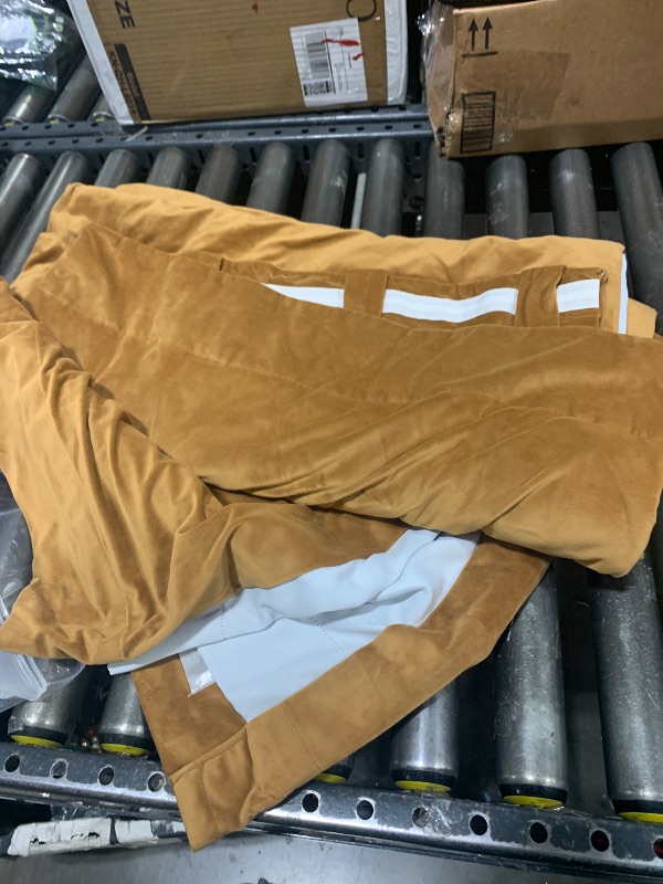 Photo 1 of  Roslynwood Velvet Orange Curtain 72 inch Length - Curtains Block Light Rod Pocket Thermal Insulated Window Drapes Set for Living Room/Bedroom/Dining Room, W52 x L72, 2 Panels 