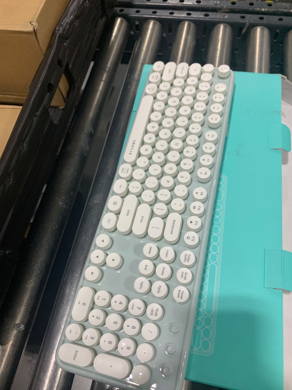 Photo 1 of  UBOTIE Colorful Computer Wireless Keyboard Mouse Combos, Typewriter Flexible Keys Office Full-Sized Keyboard, 2.4GHz Dropout-Free Connection and Optical Mouse (Green-White) 