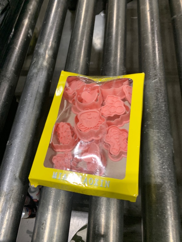 Photo 1 of 10 Piece Mini Christmas Cookie Cutters, 3d Raised Design Cookie Stamps, Mini Gingerbread, Snowflake, Snowman, Candy Baking Molds, Christmas Ornament Cookie Cutter Set