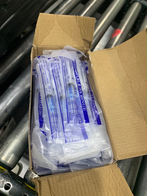 Photo 1 of 100 Pack Disposable 3ml/cc Lab Syringes with 23Ga 1 Inch Needle Luer Lock, Individually Sealed Packed