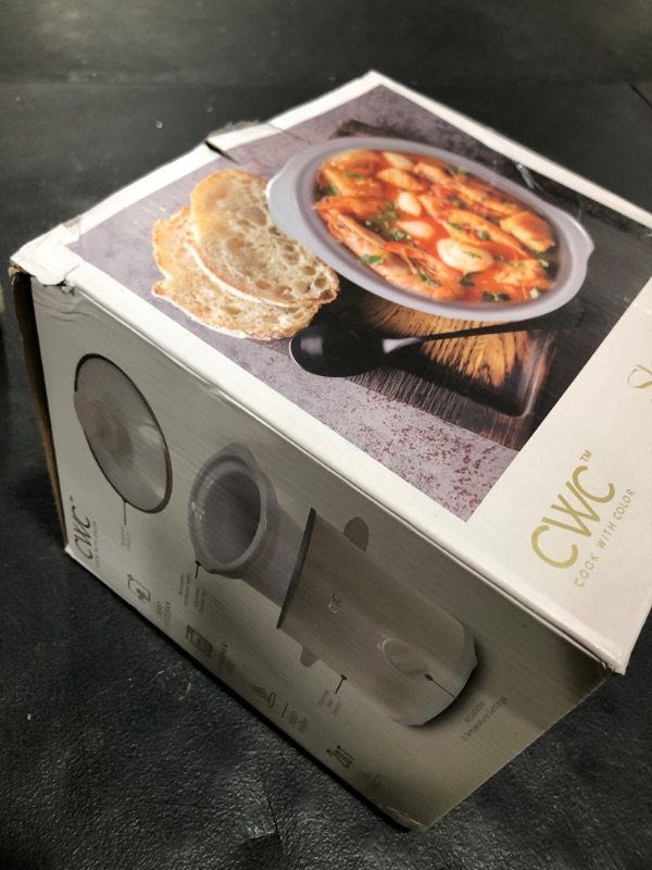 Photo 1 of COOK WITH COLOR 2QT Mini Electric Round Slow Cooker - Adjustable Settings, Removable Stoneware Pot, Tempered Glass Lid, Dishwasher Safe, Cool-Touch Side Handles, Cream