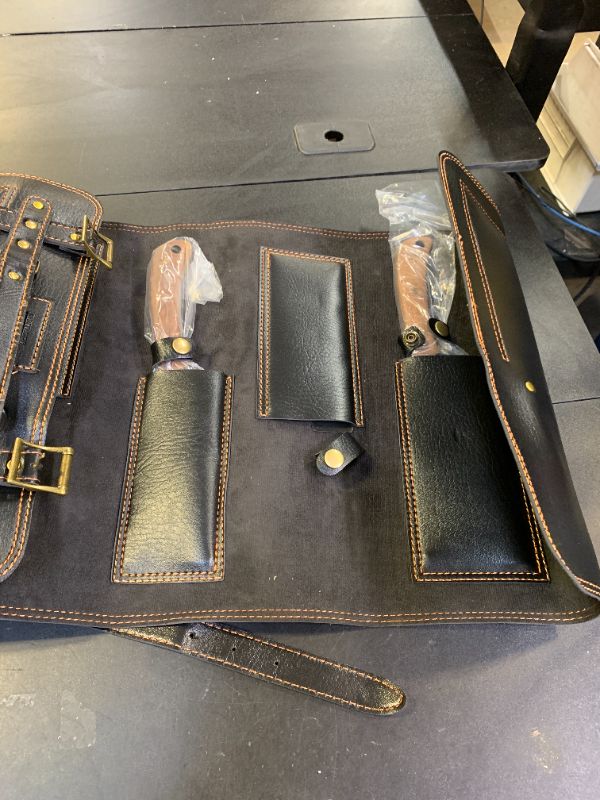 Photo 1 of (ONLY 2 KNIVES) HOSHANHO Butcher Knife Set, Hand Forged Butcher Chef Knife Set with Roll Bag, Sharp Meat Cleaver Knife & Bone Chopper Knives & Fillet Knives for Home & Camping & BBQ Gift for Men ONLY 2 KNIVES