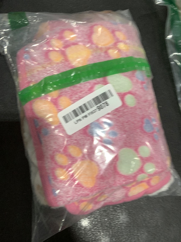 Photo 1 of 1 Pack 3 Blankets Super Soft Fluffy Premium Fleece Pet Blanket Flannel Throw for Dog Puppy Cat Paw Brown/Pink/White Small(23x16 inch)