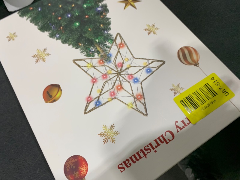 Photo 1 of Christmas Tree Topper,50 LED Lighted Sparkling Star Tree Toppers Christmas Decorations,8 Lighting Modes Gold Star Xmas Decorations with Remote Control and Extra Battery Box,Glitter Christmas Ornament