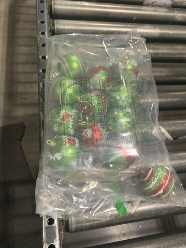 Photo 1 of 12 Pcs 2.4 Inch Red and Green Ornaments for Christmas Tree, Glittering Plastic Hanging Bulbs Pendants for Christmas Tree Decorations