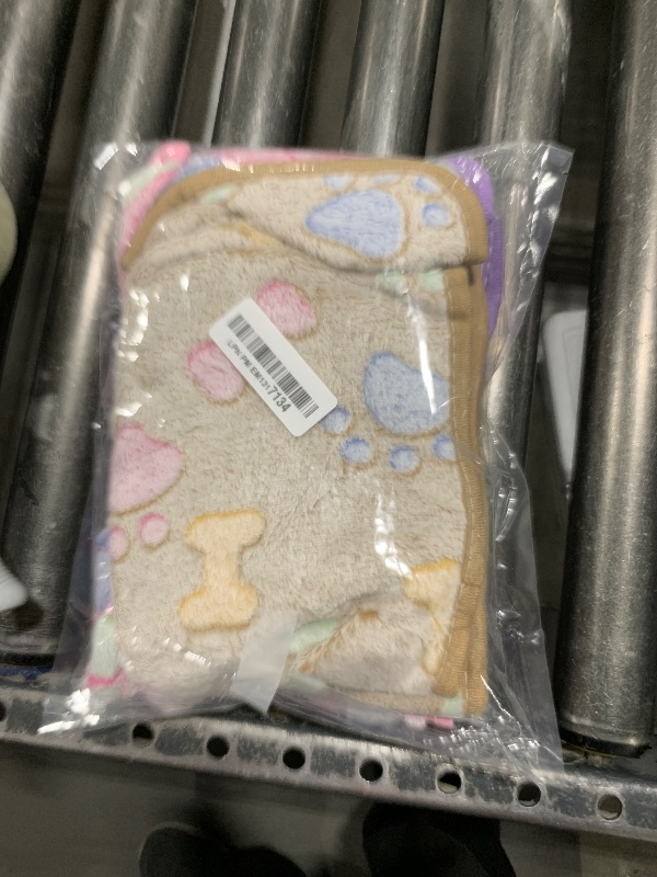 Photo 1 of 1 Pack 3 Blankets Super Soft Fluffy Premium Fleece Pet Blanket Flannel Paw Printed Throw for Dog Puppy Cat (Small 23x16'', Purple, Pink, Brown)