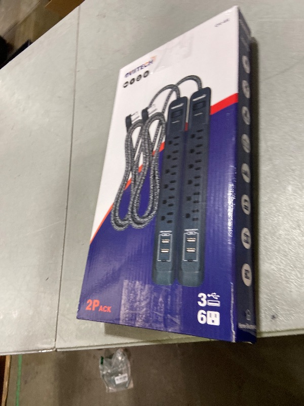 Photo 1 of 2 Pack Power Strip Surge Protector - 5Ft Extension Cord with 6 Outlets with 3USB Ports(1 USB C) Port, 1875W/15A, Flat Plug, Wall Mount Desk Charging Station for Home Office, Dorm Room