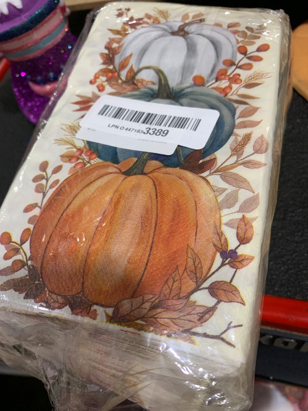 Photo 1 of 100 PCS Fall Napkin Watercolor Pumpkin Disposable Paper Napkin Rustic Dinner Hand Towel for Thanksgiving Harvest Bathroom Kitchen Home Decoration
