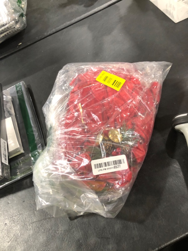 Photo 1 of 13 FT Christmas Bows Fence Decoration, 140LED Lighted Large Christmas Bows Decoration with 8 Mode and Timing Ornament for Party Front Door Fireplace (Red,Ribbon)