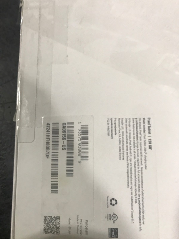 Photo 1 of Google Pixel Tablet - Android Tablet with 11-Inch Screen and Extra-Long Battery Life - Porcelain - 8 GB RAM - 128 GB ***PARTS ONLY**** **