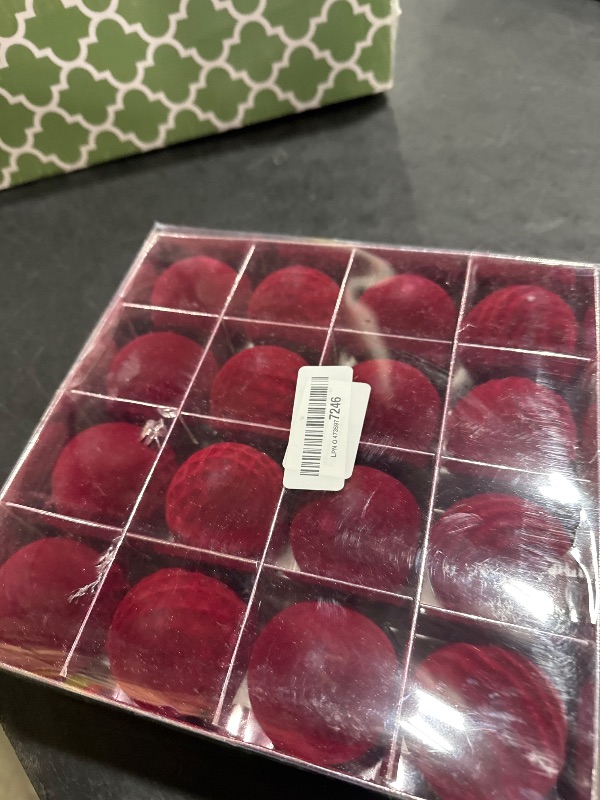 Photo 1 of 2.36 Inch 16 Pcs Velvet Flocked Christmas Ball Ornaments, Shatterproof Hanging Christmas Tree Decorations for Holiday Home Party Decor(Burgundy)