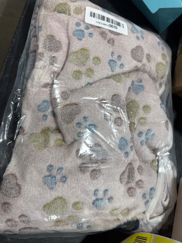Photo 1 of 1 Pack 3 Blankets Super Soft Fluffy Premium Fleece Pet Blanket Flannel Paw Printed Throw for Dog Puppy Cat (Medium 30x20'', Beige, Grey, Navy)
