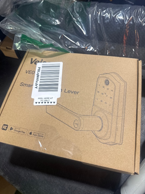 Photo 1 of Veise VE019 Fingerprint Smart Lever Lock - APP Control, Keypad Door Lock with Handle, Keyless Entry for Front Door and Bedroom, Electronic Digital Knob, Remote Grant, IP55 Weatherproof, Satin Nickel