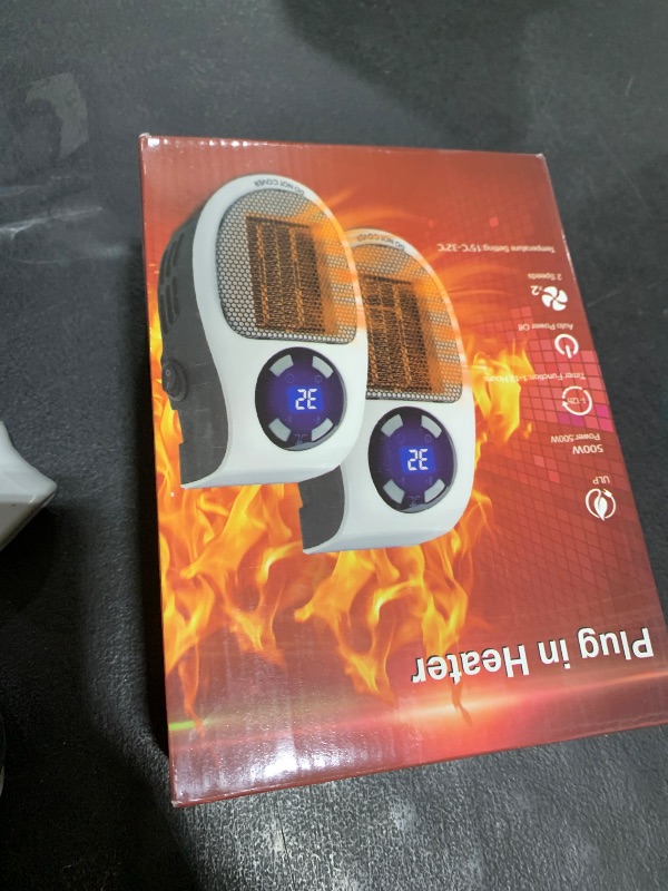 Photo 1 of 2PCS Ecowarm Plug in Heater, 500W Wall Outlet Electric Space Heater as Seen on TV, Small Portable Space Heater with Adjustable Thermostat & Timer & Led Display for Office Bathroom Bedroom Indoor Use