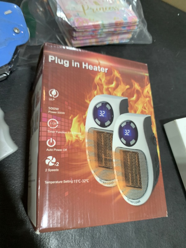 Photo 1 of 2PCS Ecowarm Plug in Heater, 500W Wall Outlet Electric Space Heater as Seen on TV, Small Portable Space Heater with Adjustable Thermostat & Timer & Led Display for Office Bathroom Bedroom Indoor Use