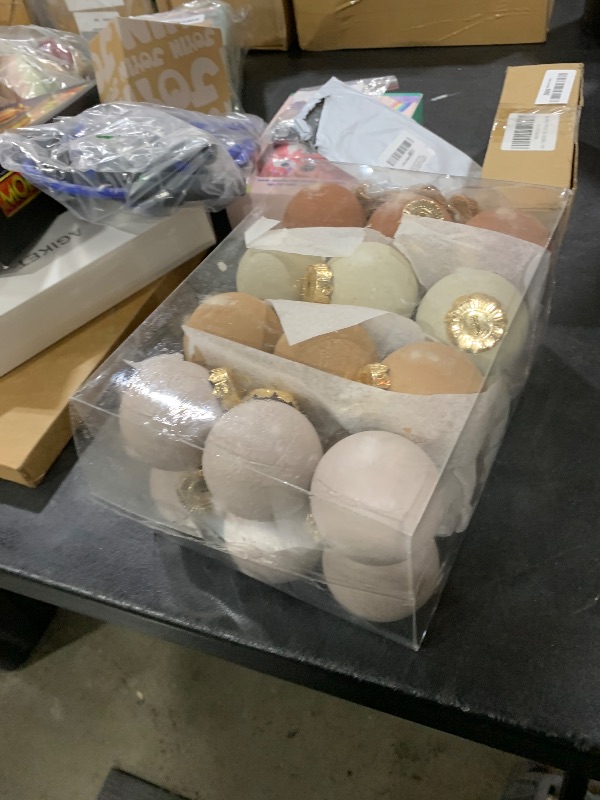 Photo 1 of Hollowfly 24 Pcs Neutral Matte Christmas Ball Ornaments 2.4 Inch Rustic Boho Brown Tan Ivory Beige Xmas Bulbs Ornament Vintage Xmas Baubles Modern Christmas Decor for Tree Farmhouse Holiday Decor