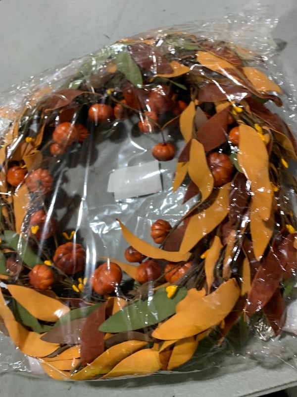 Photo 1 of [Thick & Timer] 20 Inch Thanksgiving Wreaths for Front Door with 20 LED Battery Operated, Thanksgiving Wreath with Pumpkins Berried Fall Thick Leafed Autumn Wreaths Fall Decorations for Home Door Wall