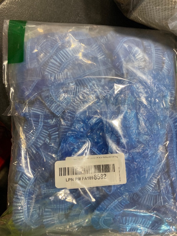 Photo 1 of 100 Pack Shoe Covers Disposable Non Slip, Premium Waterproof and Recyclable Shoe Booties Covers for Indoors, Fits Up To 9 US Men and 11 US Women Size, 50 Pairs Elastic Caps Plastic Shoe Covers