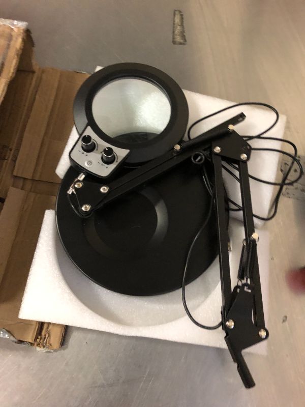 Photo 1 of 12X Magnifying Glass with Light and Stand, Infinite Color Modes & Stepless Brightness LED Magnifying Lamp with Clamp, 2-in-1 Hands Free Lighted Magnifier for Craft Reading Painting Hobby Close Work