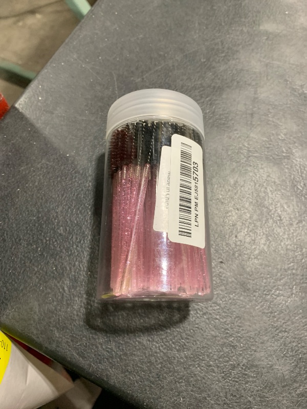 Photo 1 of 100 Pcs Disposable Mascara Wands, Crystal Eyebrow Spoolies Brush for Eyelash Extensions, Lash Brushes with Container (Black, Pink)