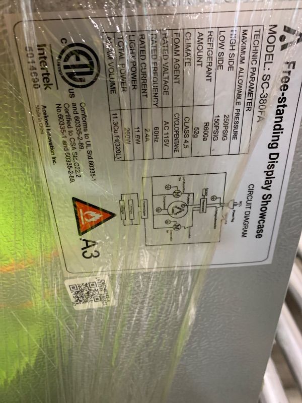 Photo 1 of *SEE CLERK NOTES* PULLAFUN 11.5 Cu.Ft. Commercial Display Fridge for Beverages, Display Refrigerator Drink Cooler Case Fridge With Led Light for Shop, Restaurant, Apartment, Adjustable Shelves, Black