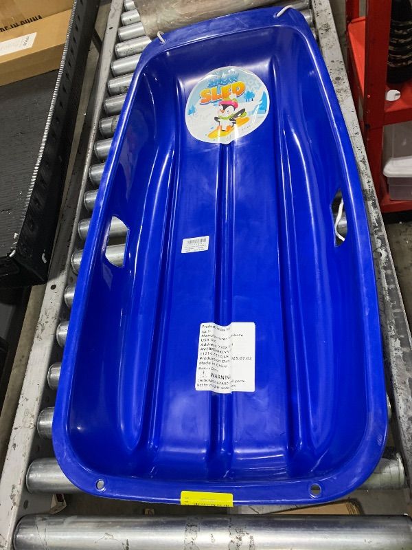 Photo 1 of AGPTEK 47 Inch Durable Downhill Sprinter Toboggan Snow Sled for Kids Boys Girls Adults with Built-in Handles and Pulling Rope(Deep Blue)