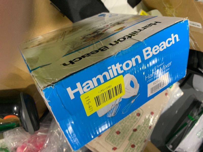 Photo 1 of **INCOMPLETE** Hamilton Beach 6-Speed Electric Hand Mixer with Whisk, Traditional Beaters, Snap-On Storage Case, 250 Watts, White