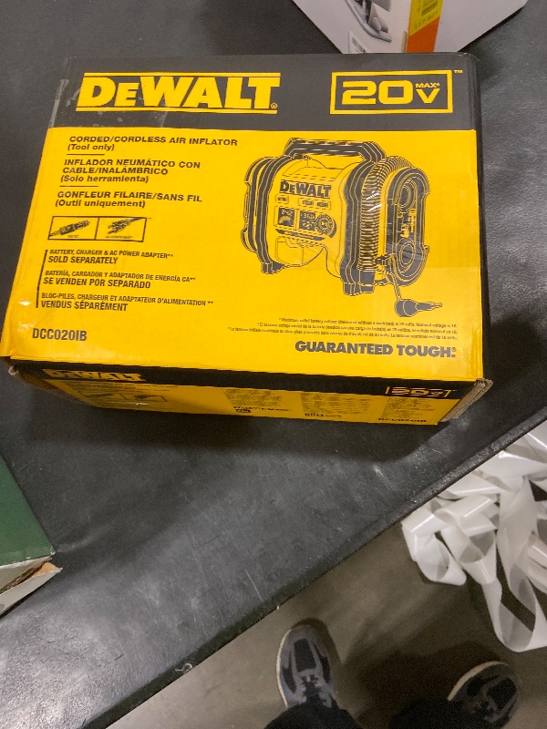 Photo 1 of DEWALT Tire Inflator Portable Air Compressor 20V MAX, Car Air Pump with Automatic Shut Off, LED Light, Tool Only (DCC020IB)