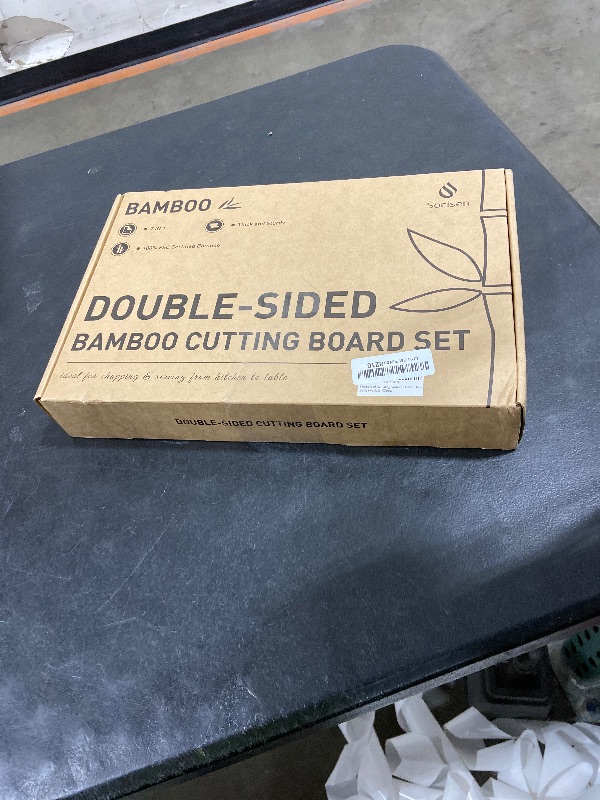 Photo 1 of 3 Packs Bamboo Cutting Board Set with Holder Nice Solid Thick Wood Deep Juice Groove & Built-in Handles Chopping Board Large Big Small Best Hardwood Kitchen Counter Organic Vegetable Meat BBQ Kit